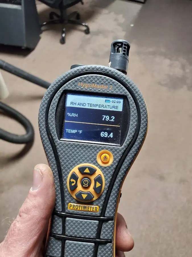 Moisture meter humidity assessment for Fire & Smoke Damage Restoration in Mustang